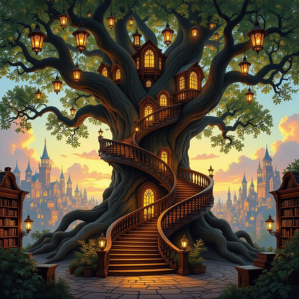 Library City on Giant Copper-Leaved Oak Tree