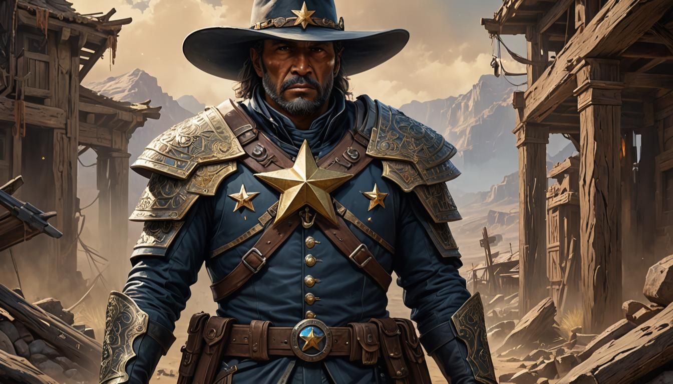Frontier Marshal Portrait in Detailed Matte Painting Style