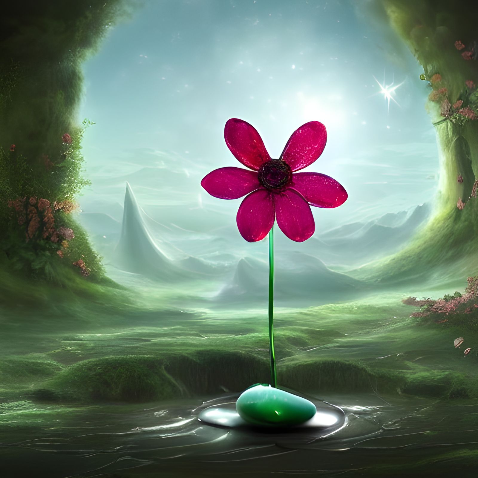 Magical Glass Flower: Detailed Matte Painting
