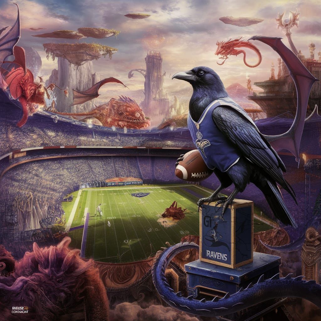 Fantasy Raven Football Player in Stadium Concept Art