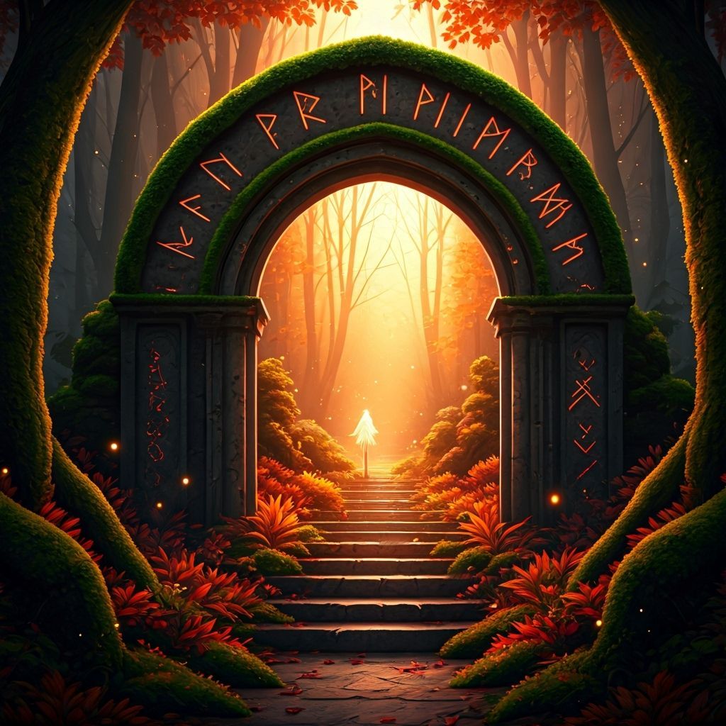 Ethereal Nordic Portal to Autumn Realm