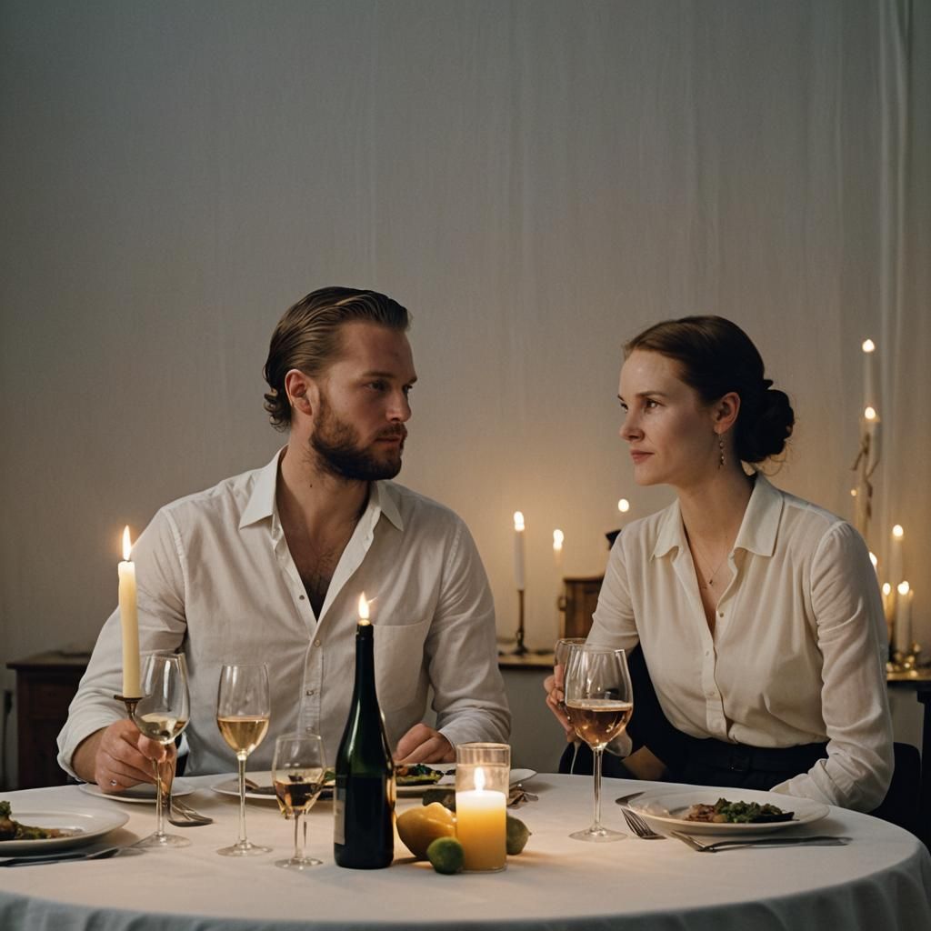 Intimate Candlelit Dinner: A Romantic Scene