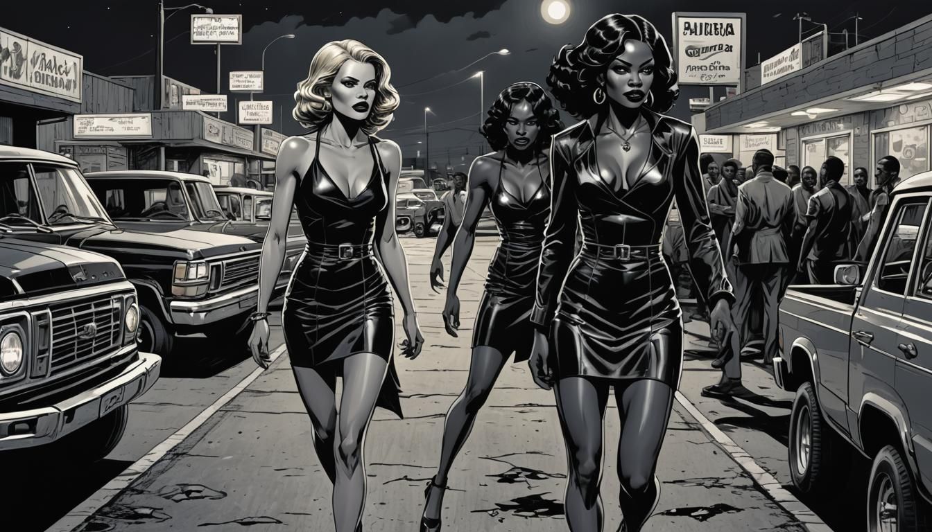 Noir Comic Book Art: Women at Truck Stop