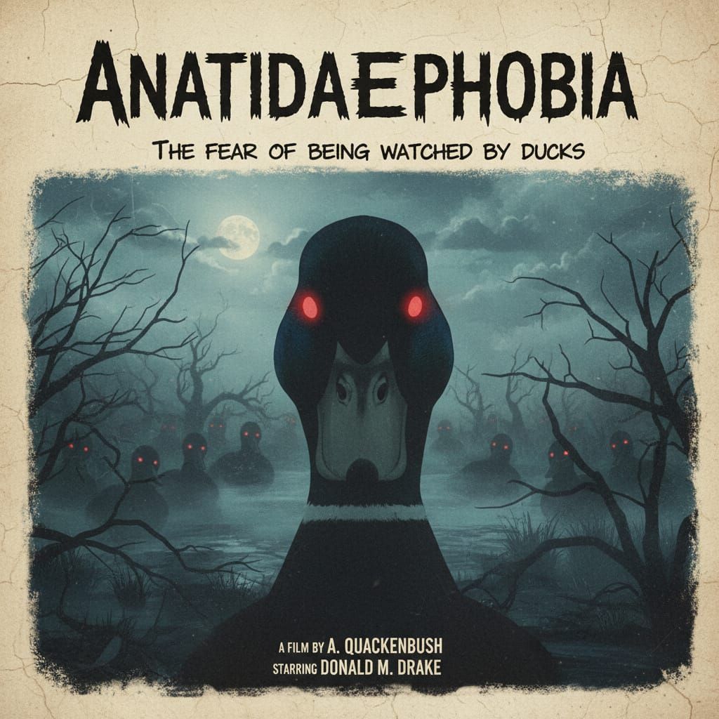 Anatidaephobia Poster: The Fear of Ducks Watching You