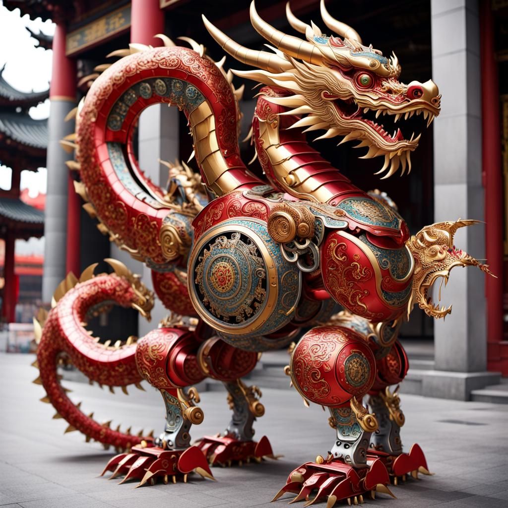 Metallic Robot Dragon for Lunar New Year