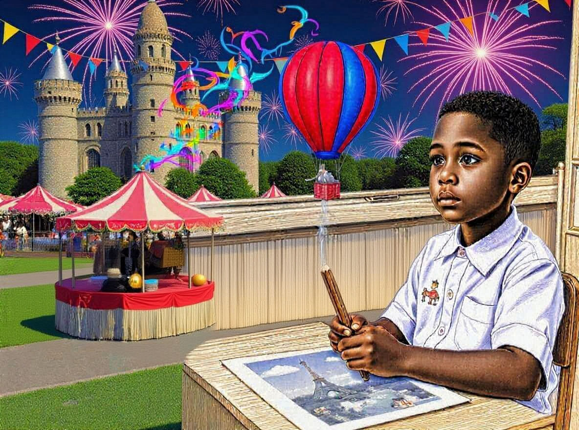 Boy's Imagination Takes Flight in Pencil Sketch