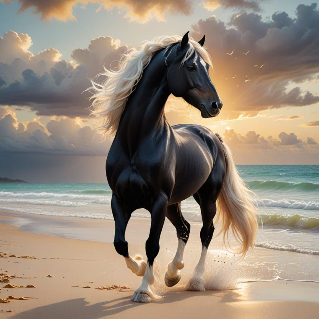 Ethereal Arabian Stallion in Whimsical Fantasy Art