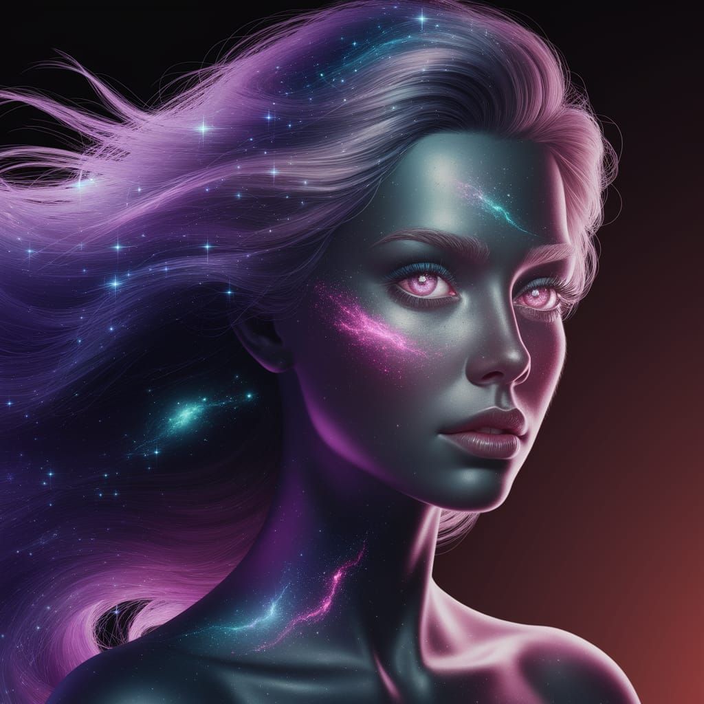 Cosmic Goddess Portrait in Digital Art