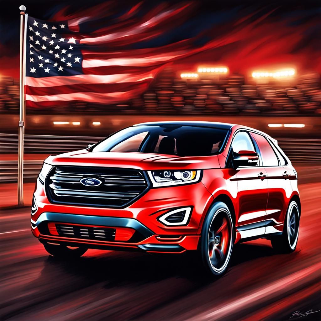 Red Ford Edge Races on Saturday Night