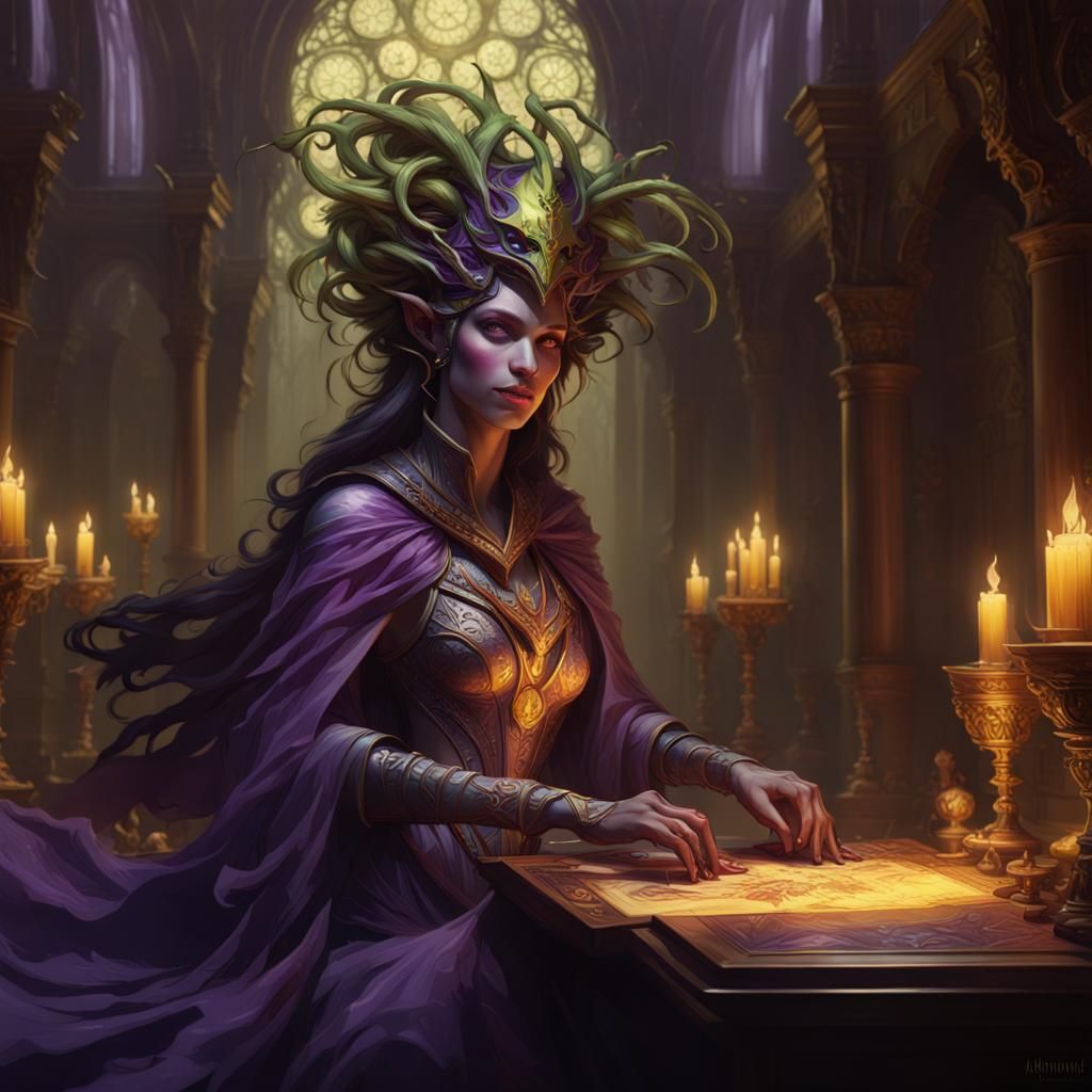 Vraska MTG in Dark Fantasy Style