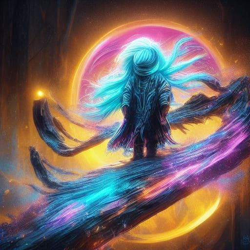 Anime Heroine in Electric Energy Ball