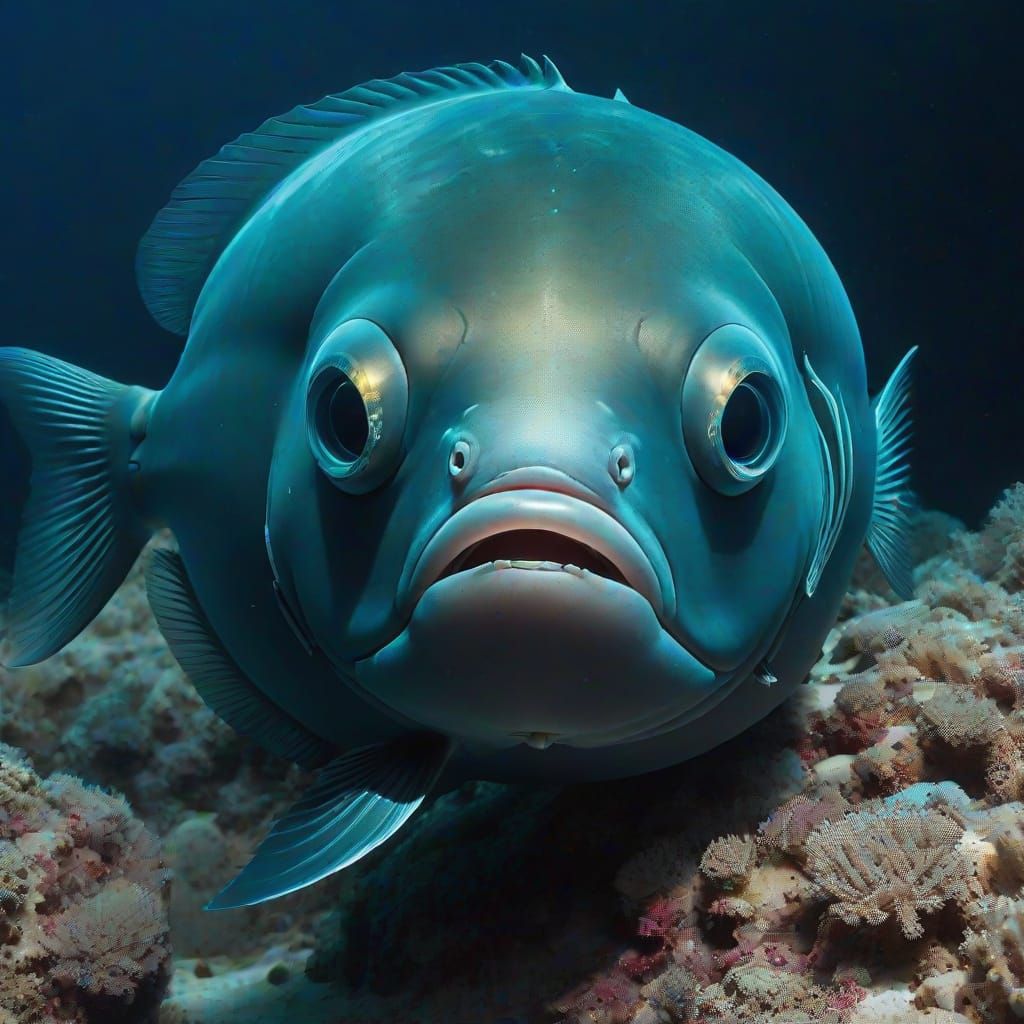Deepsea Barreleye Fish in Natural Habitat