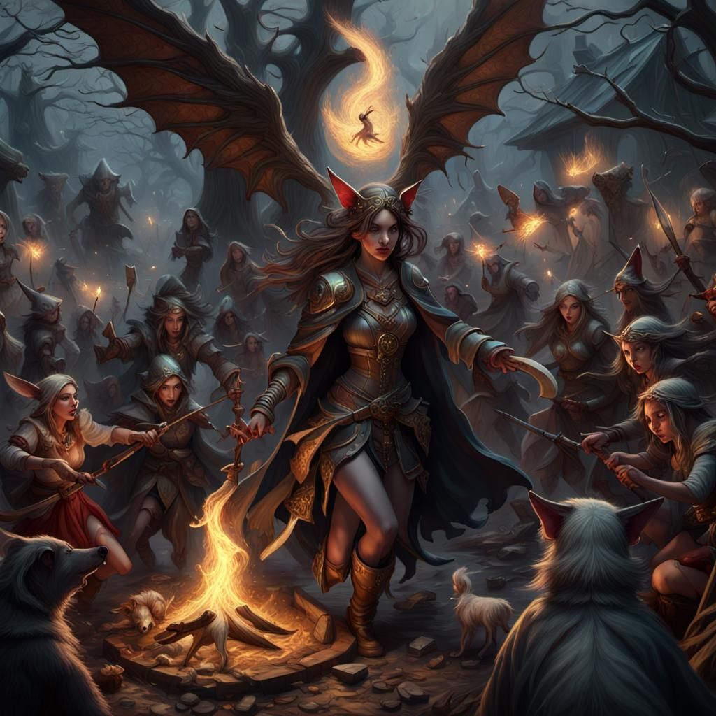 Faerie Attack at Yuletide Festival: Dark Fantasy Art
