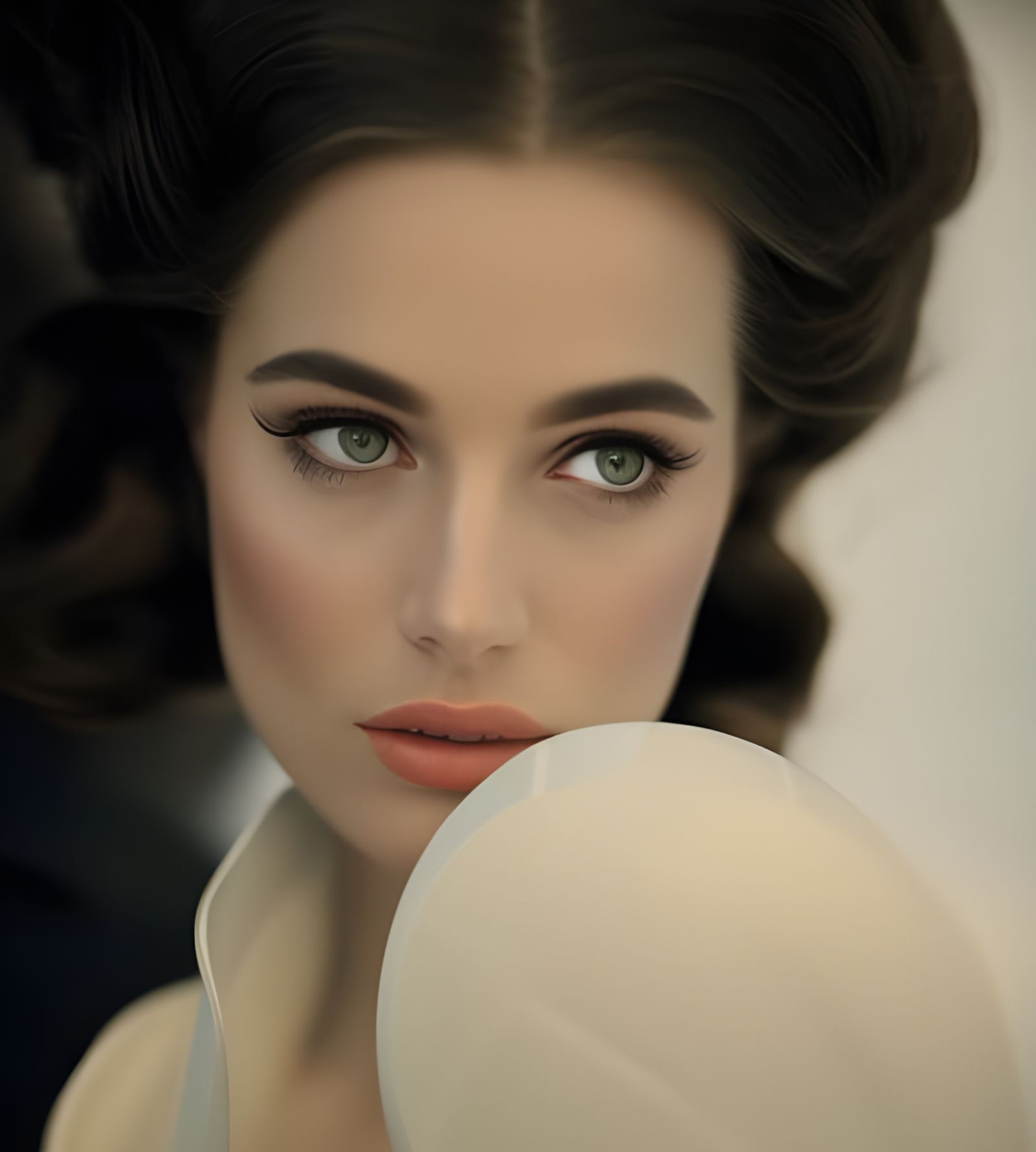 Cafe Portrait of Woman, Photorealistic Oil Painting