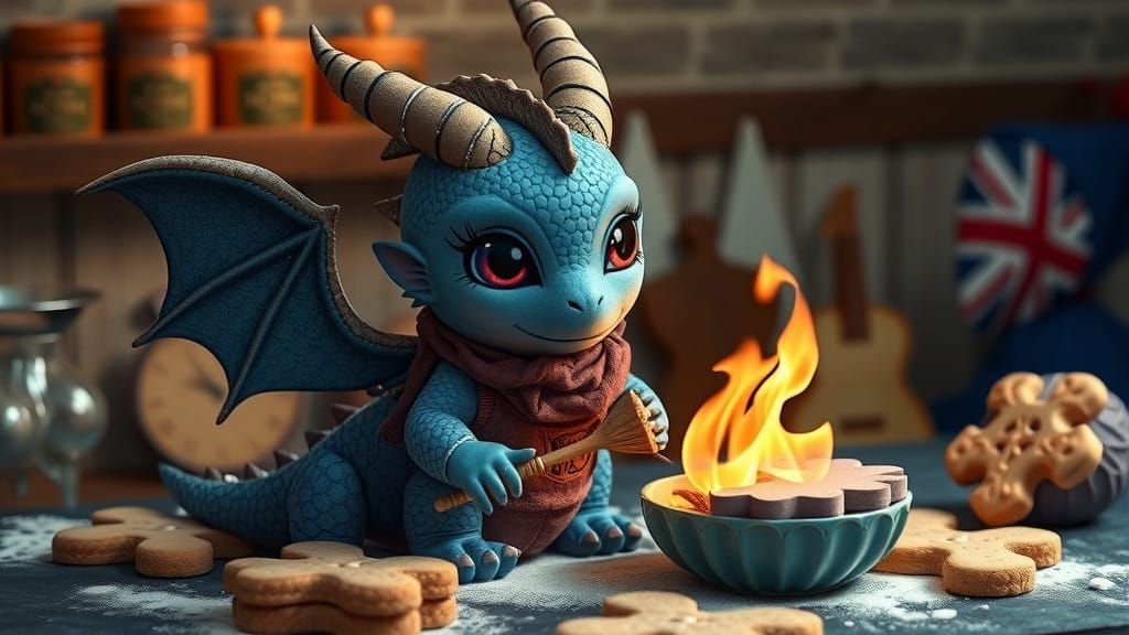 Gothic Chibi Dragon Bakes Sweet Treats