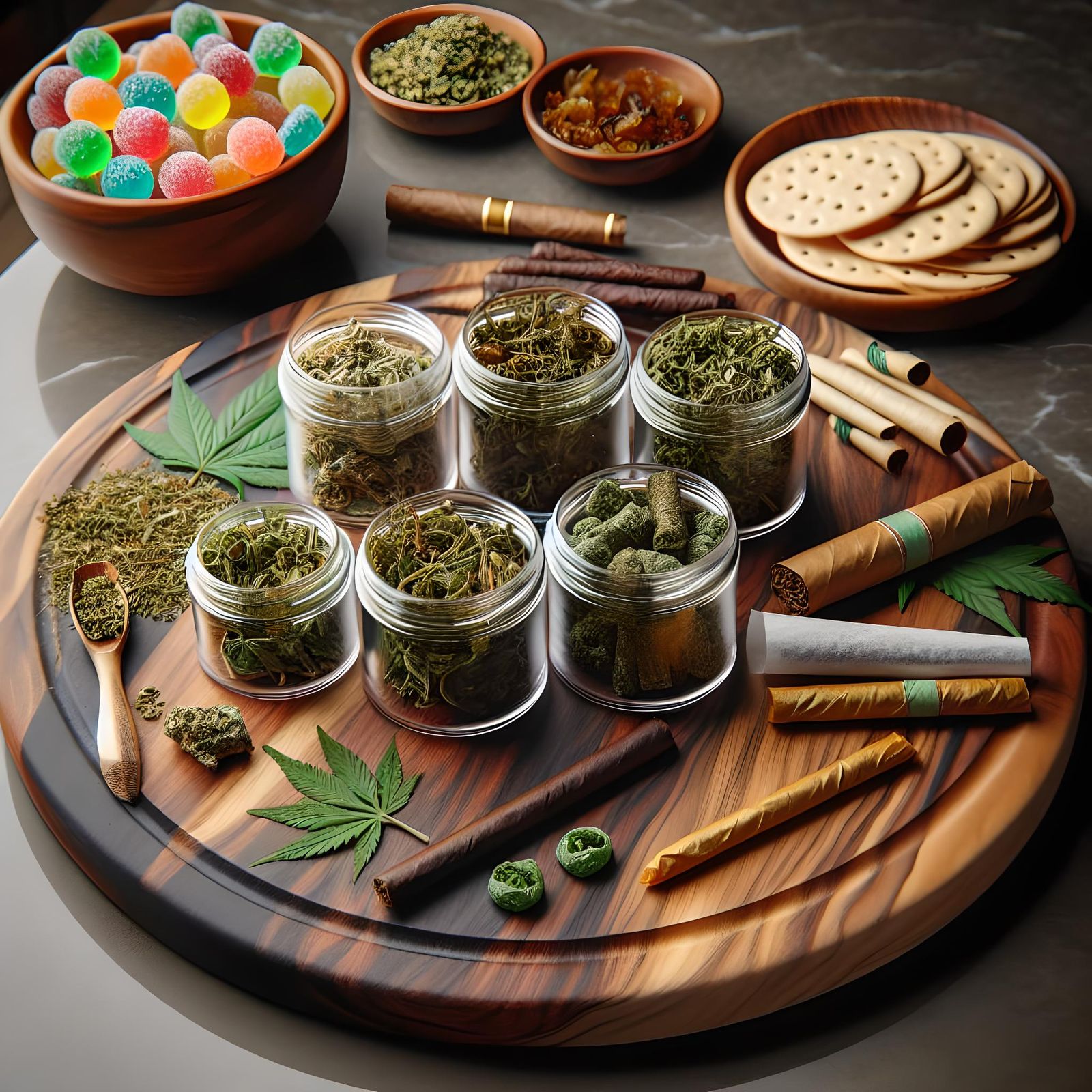 Cannabis Charcuterie Board with Shatter and Gummies