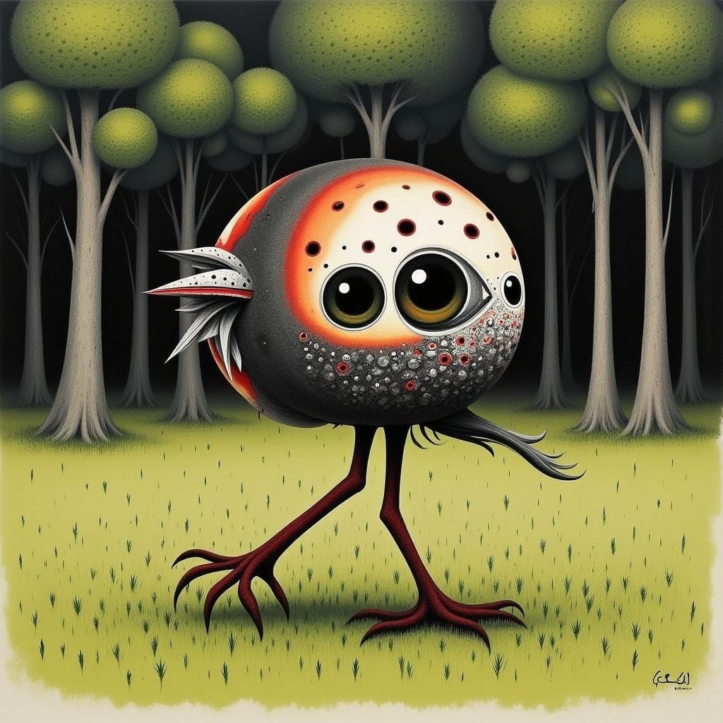 Vivid Portrait of Wingless Bird in Grassy Woods