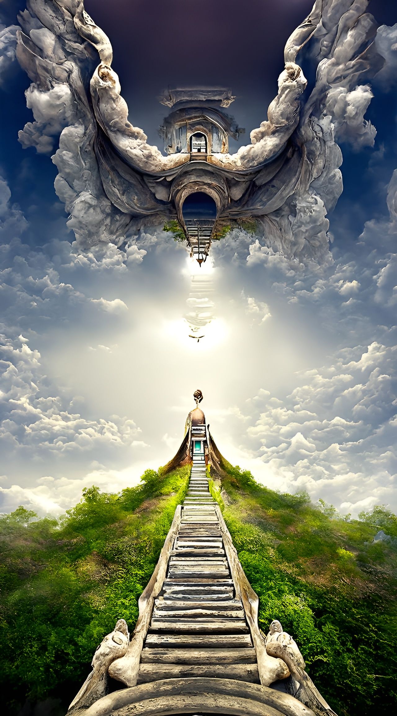 Heavenly Stairway to Open Door in Dreamscape Aesthetic