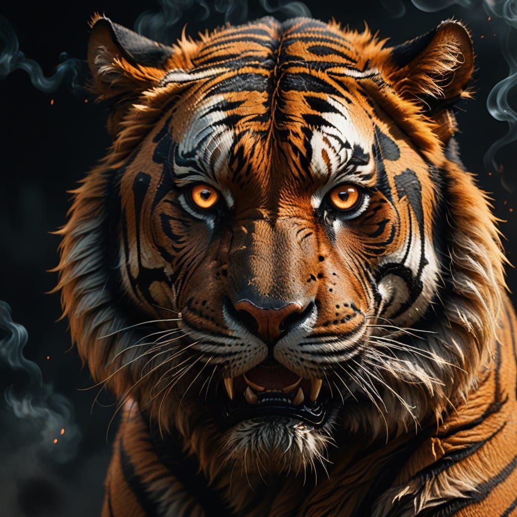 Surreal Tiger Portrait in Hyper-Realistic 3D Anime Style