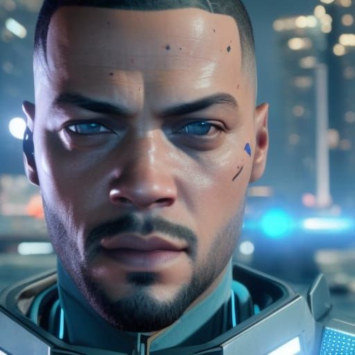 Android Portrait with Neon Detail