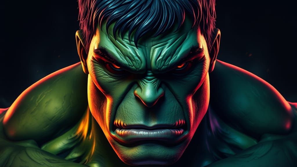 Incredible Hulk with Sealed Lips: Hyper-Realistic Art