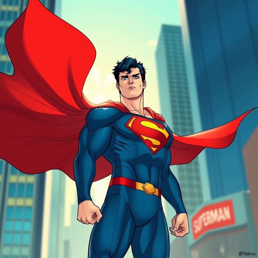Anime-Style Superman in Metropolis