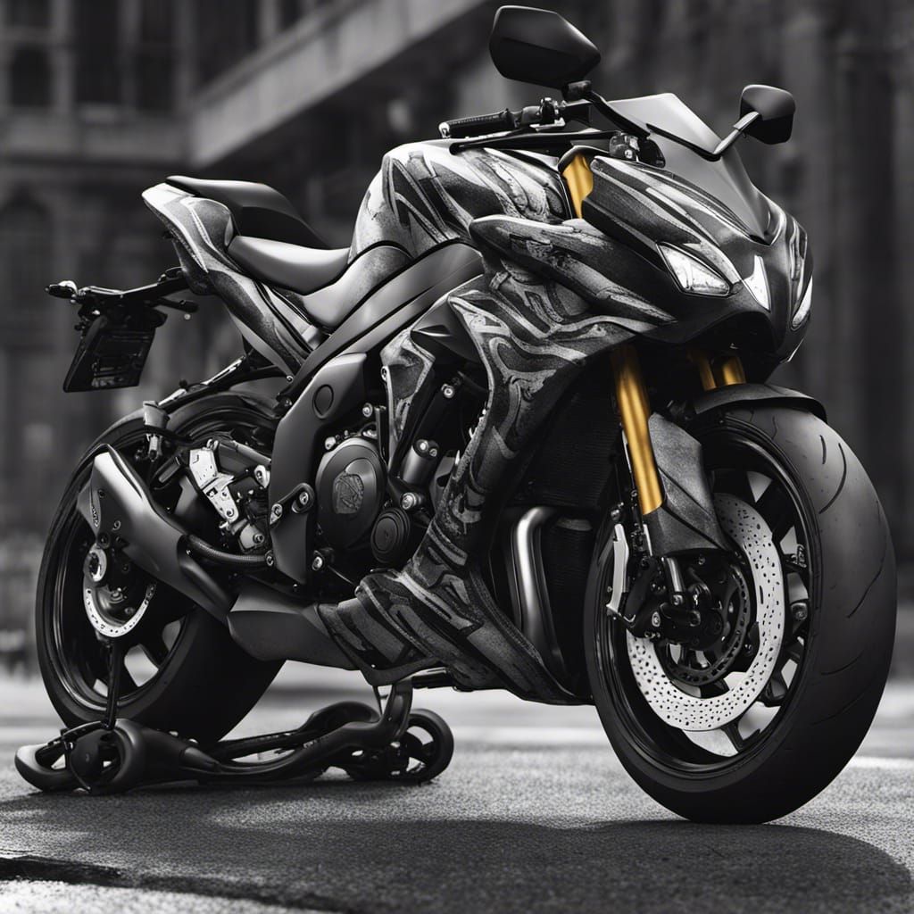 Suzuki GSX-S1000 Tattoo with Cobra in Black and White