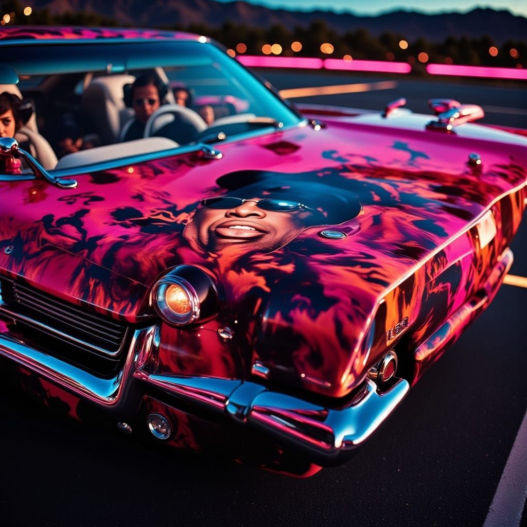 Notorious B.I.G. Airbrushed on a Muscle Car
