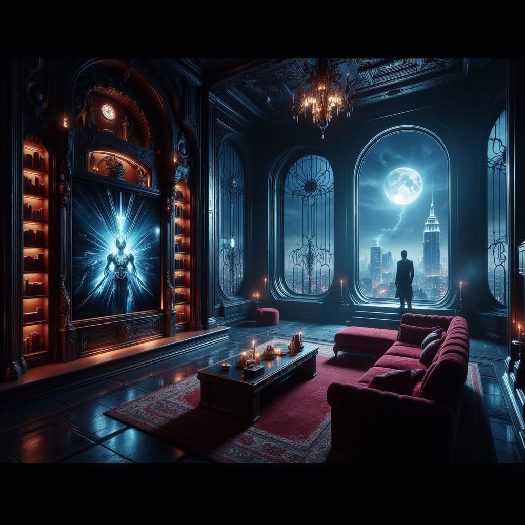 Opulent Penthouse Villain Lair with City Views