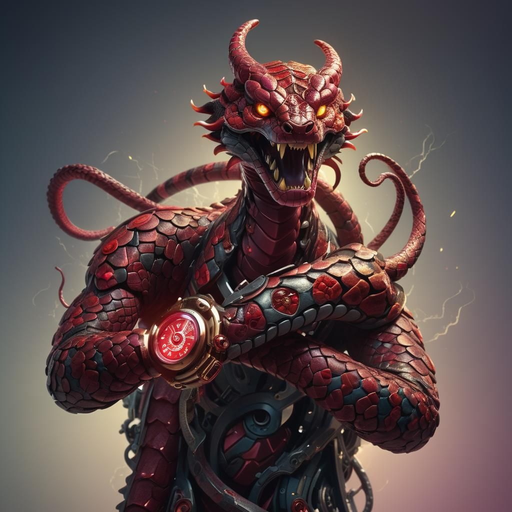 Lightning Viper Snake Creature: Intricate Digital Art