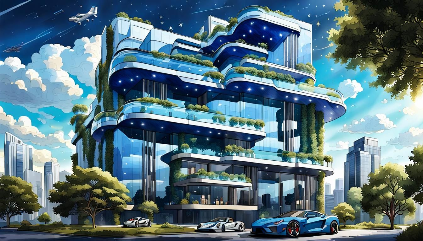 Giant Blue Marble Mansion in Space