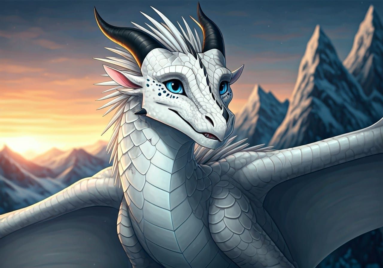 Ethereal Icewing Dragon Soars Above Frosty Peaks