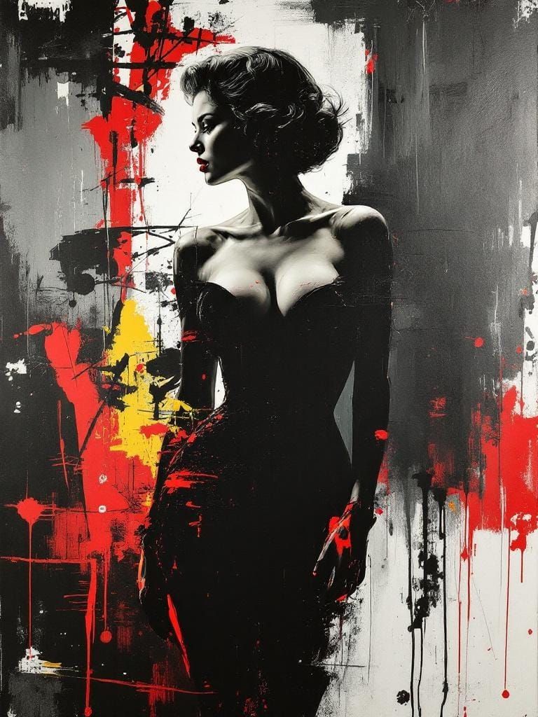 Dramatic Pin-Up Portrait with Bleeding Paint Effect