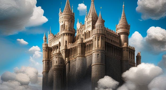Dreamy Cloud Castle in the Sky: Digital Art