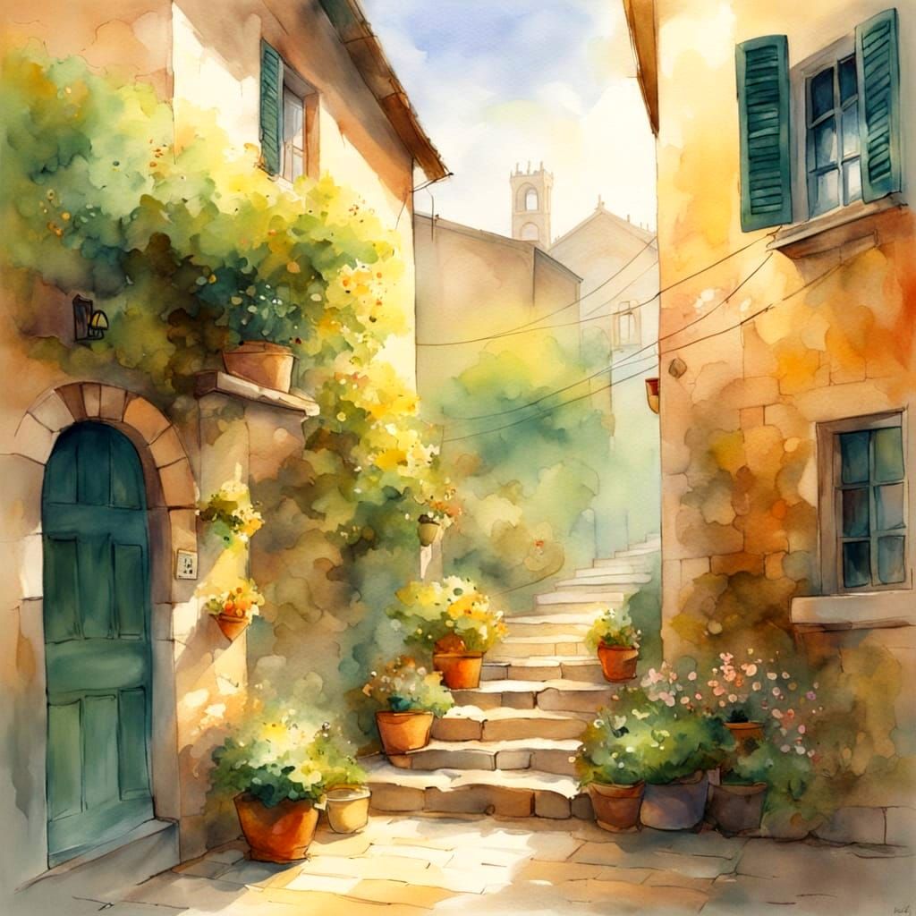 Rustic Charming Old Town Street Scene