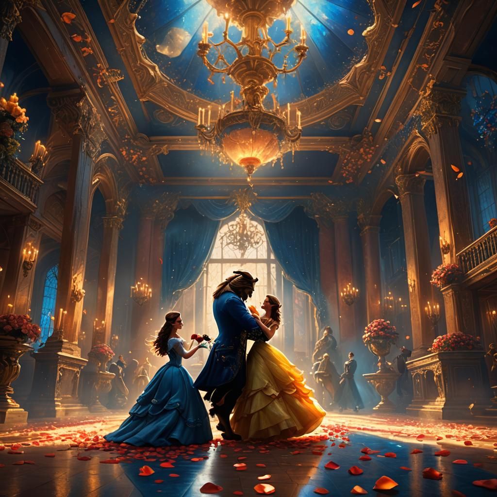 Belle and the Beast in Mystical Ballroom
