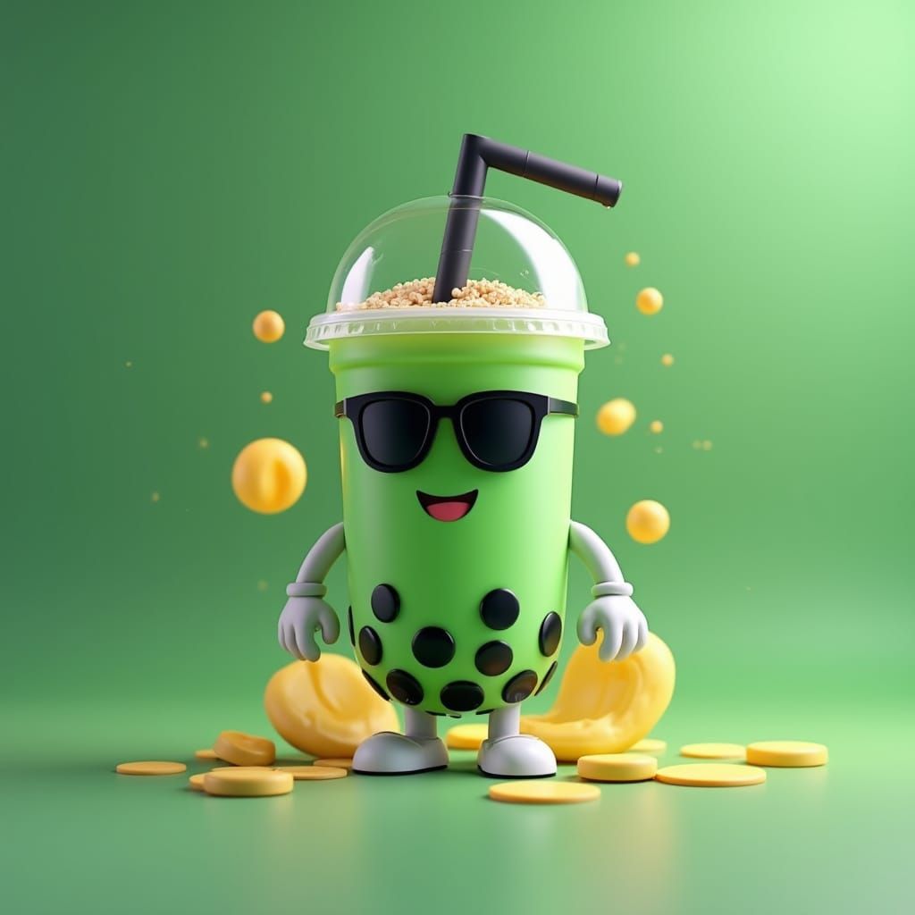 Cheerful Bubble Tea Mascot for Boba Network