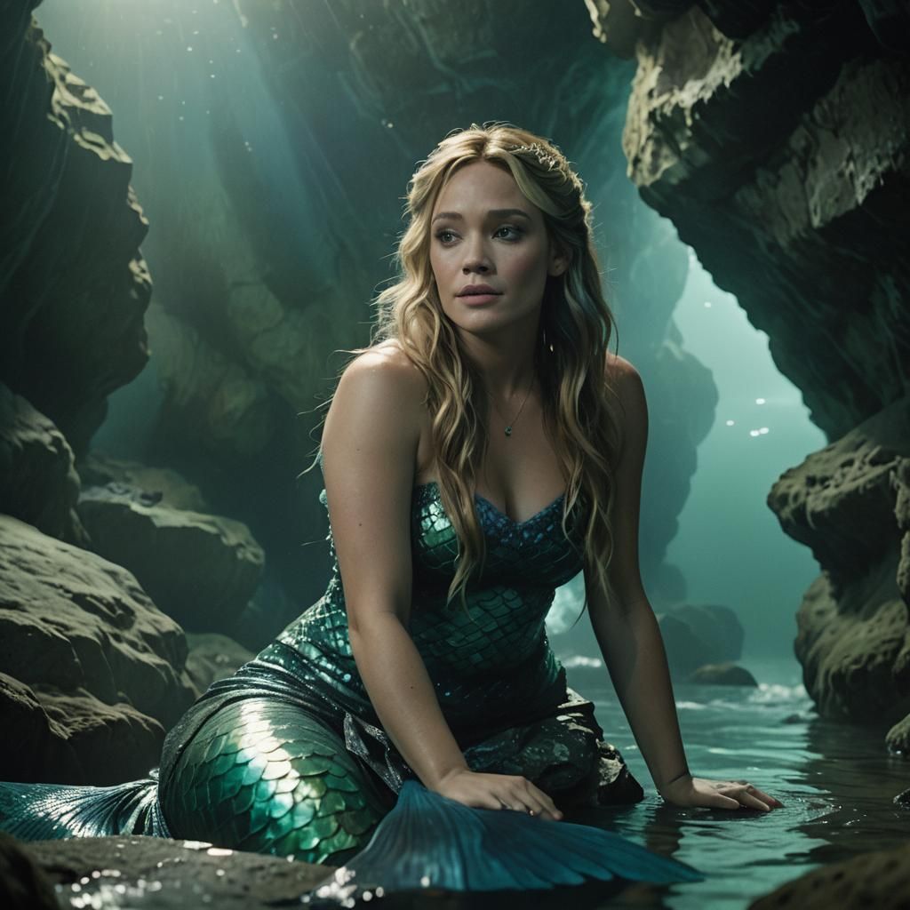 Mermaid in Grotto: Dreamy Cinematic Film Still