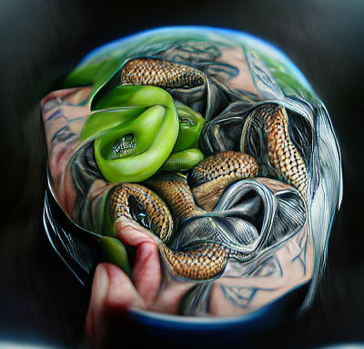 Surreal Snake Coiled Around the Earth