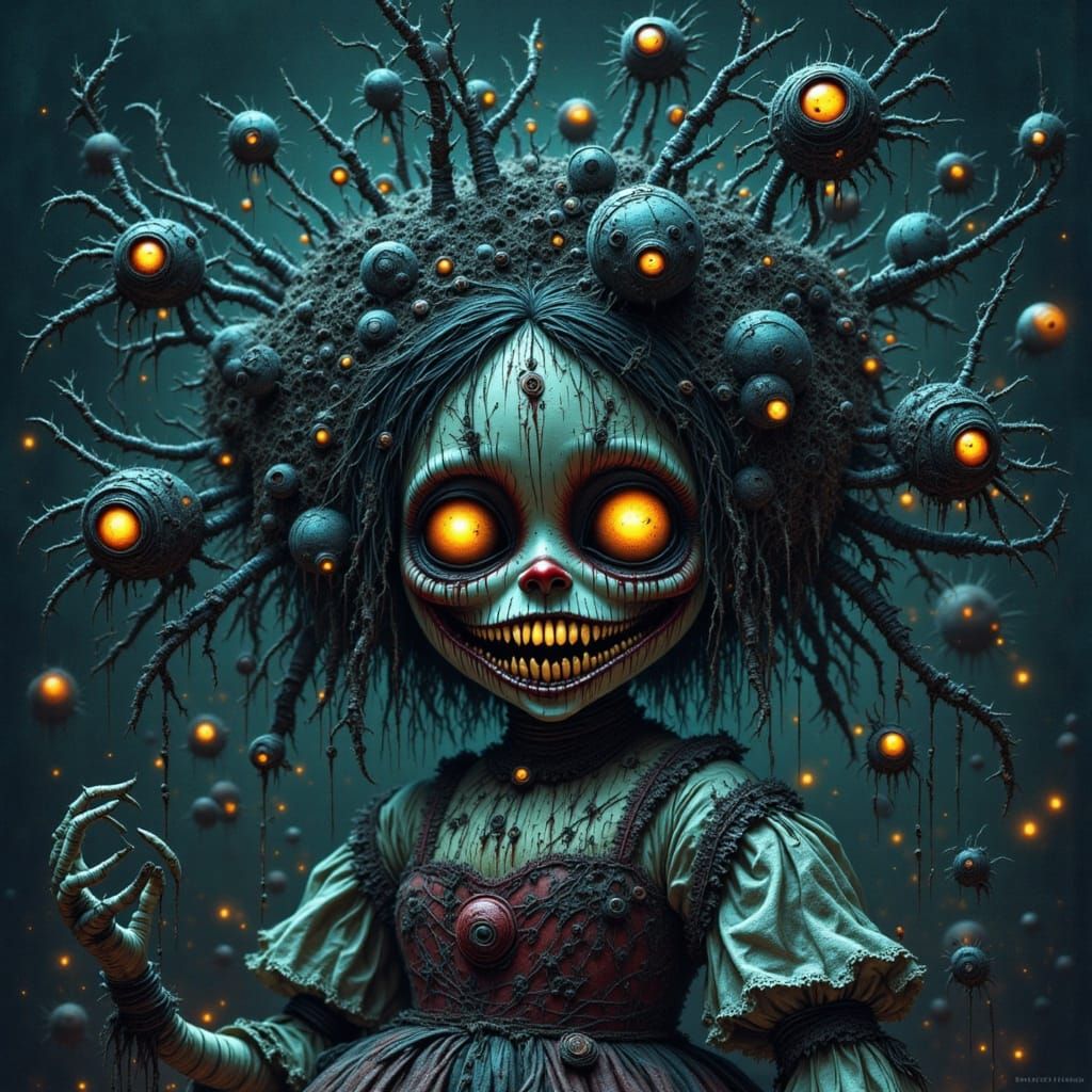 Creepy Doll Radiates Bioluminescent Glow with Tarantula-Like...