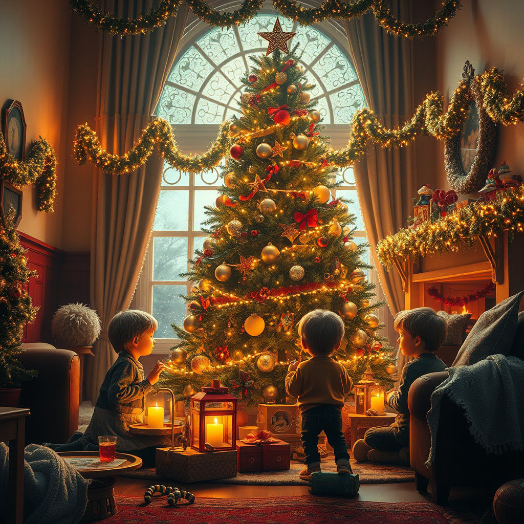 Christmas Tree Decoration in Digital Art Style