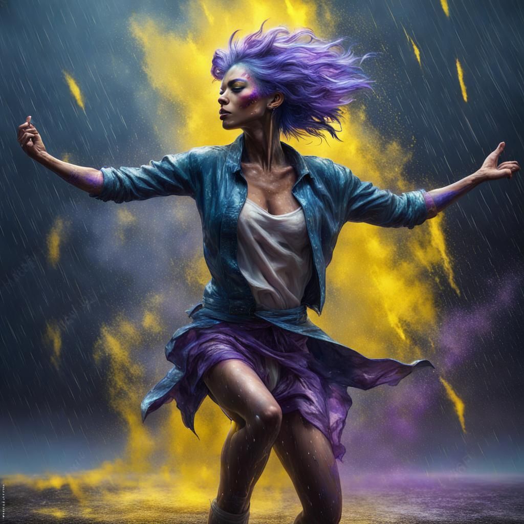 Abstract 3D Painting of Powerful Woman Dancing