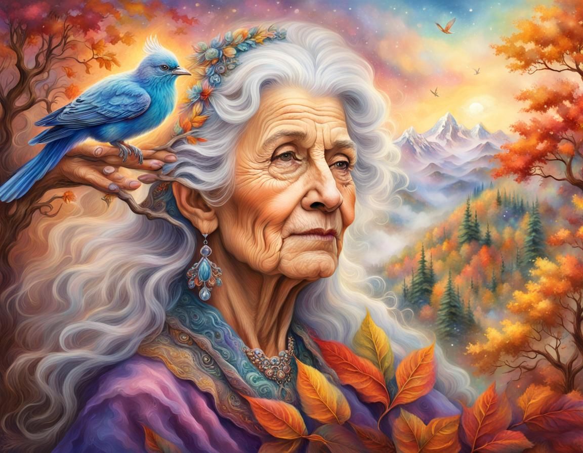 Ethereal Woman Exhaling a Magical Landscape