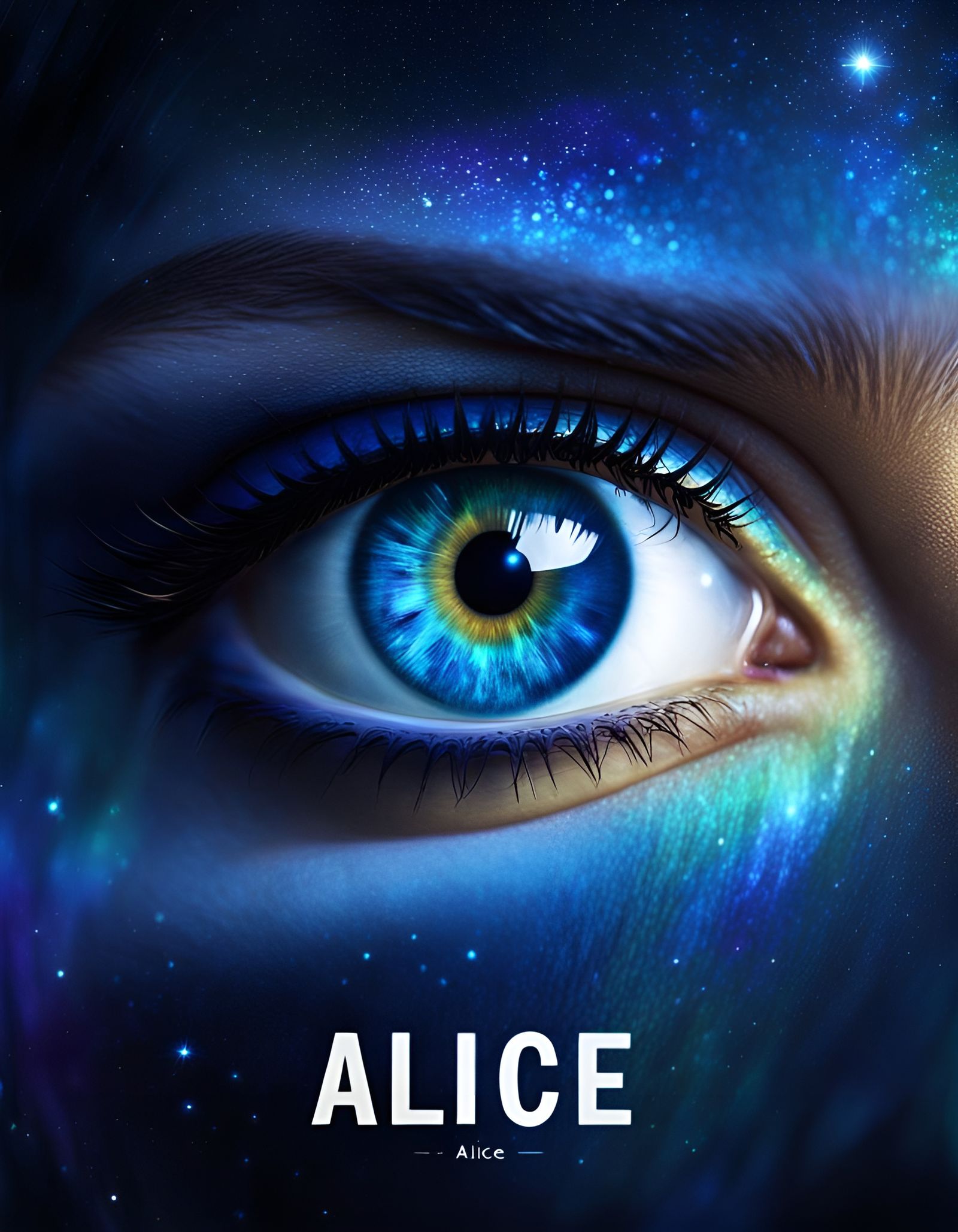 Cinematic Portrait of Alice in Bioluminescent Starscape