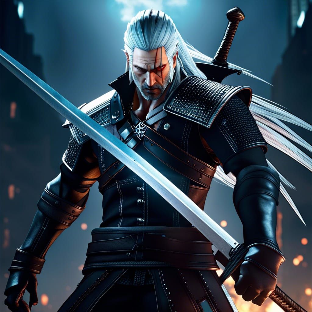 Geralt and Sephiroth Fusion in Epic Battle