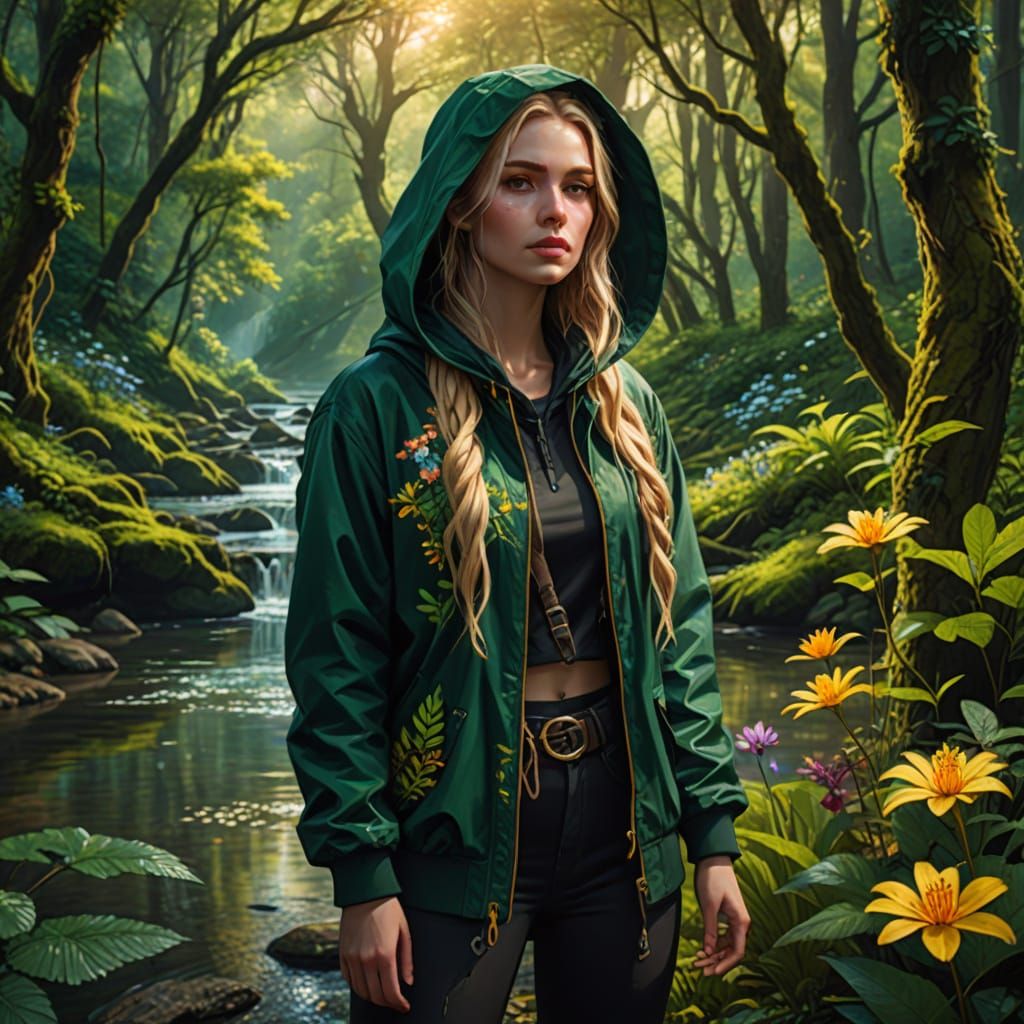 Fantasy Concept Art: Woman in Lush Forest