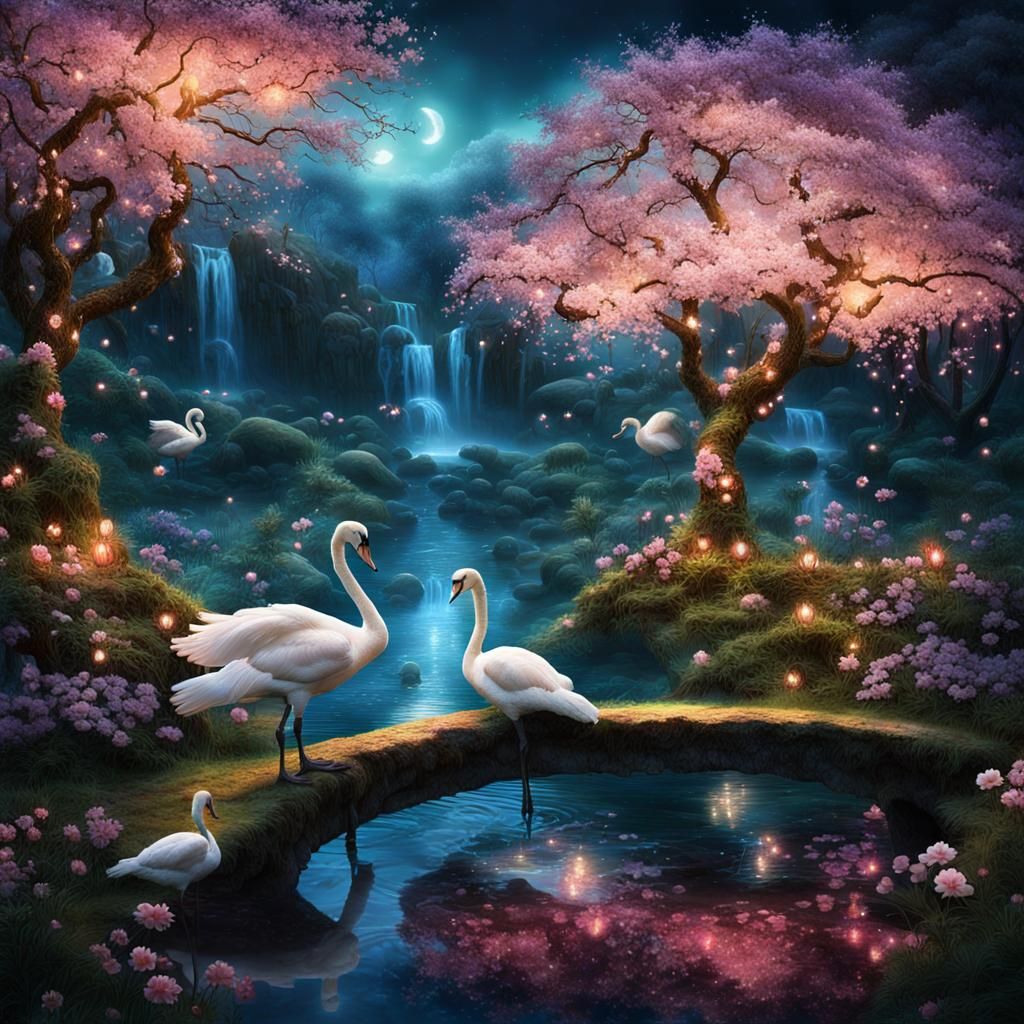 Magical Forest with Sleeping Woman: Fantasy Art
