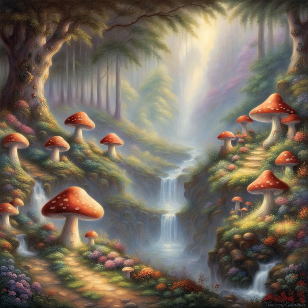 Ethereal Mushroom Cave in Fantasy Style