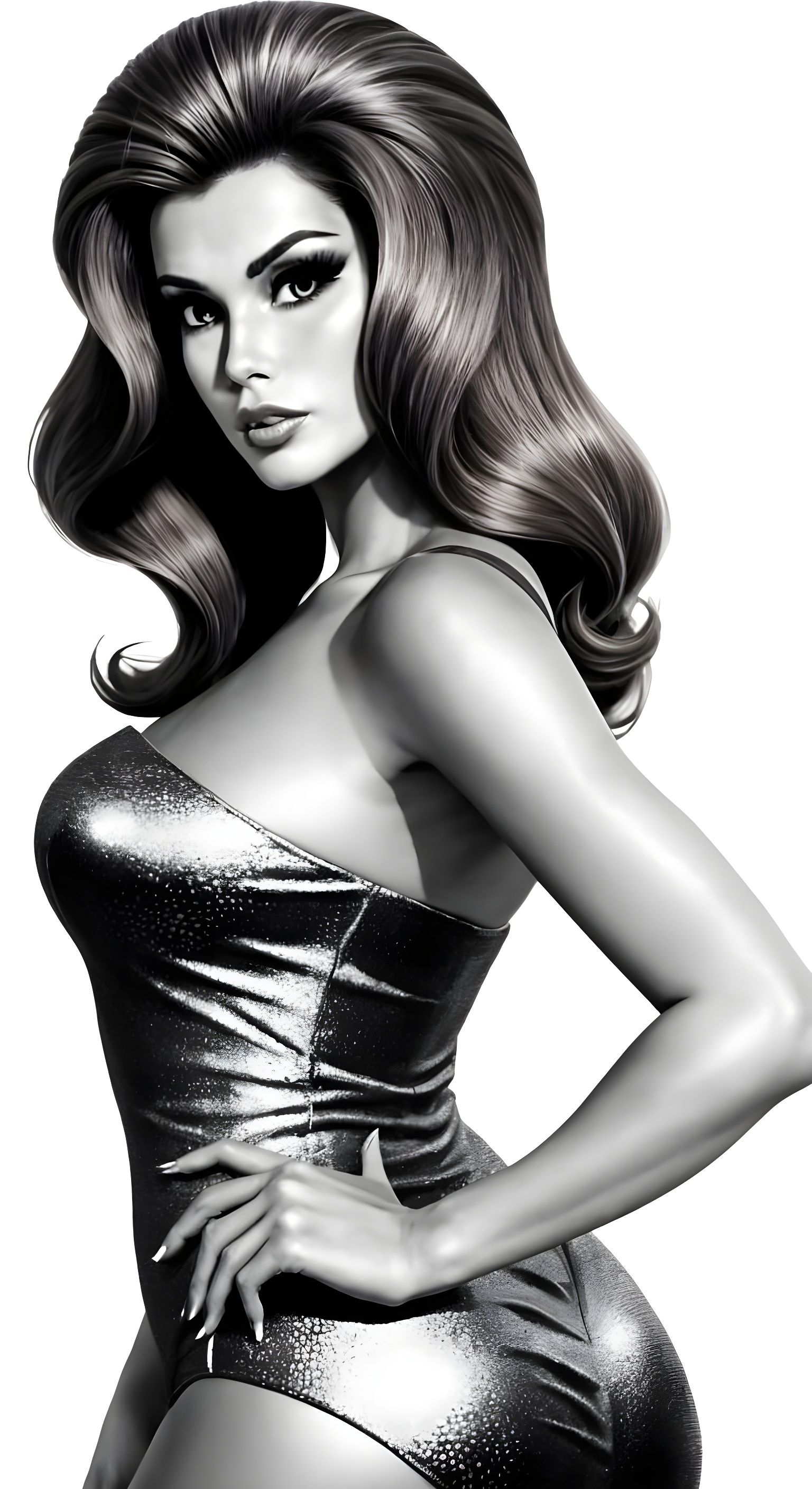 Raquel Welch Line Art Sketch in Graphite Pencil