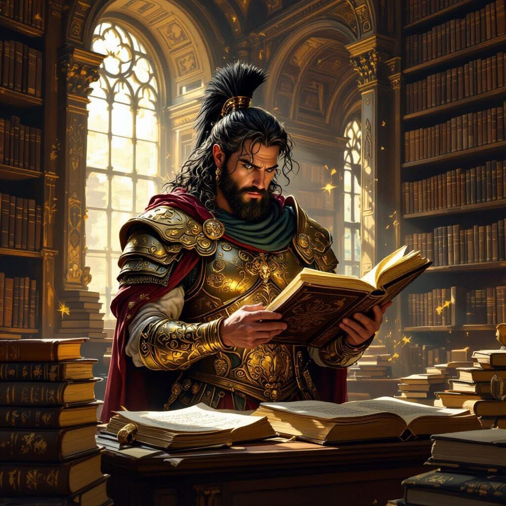 Centaur Scholar in Alexandria Library, Baroque Style